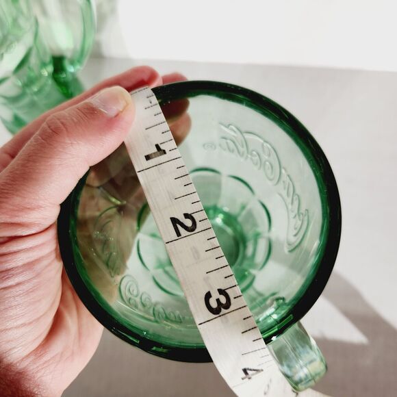 Libbey Coca Cola Mug Drinking Glass Handle Green Glass Vtg Embossed Design Retro - Picture 11 of 12